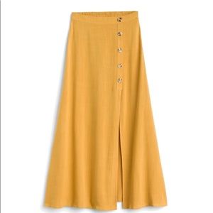 Yellow side skit midi skirt